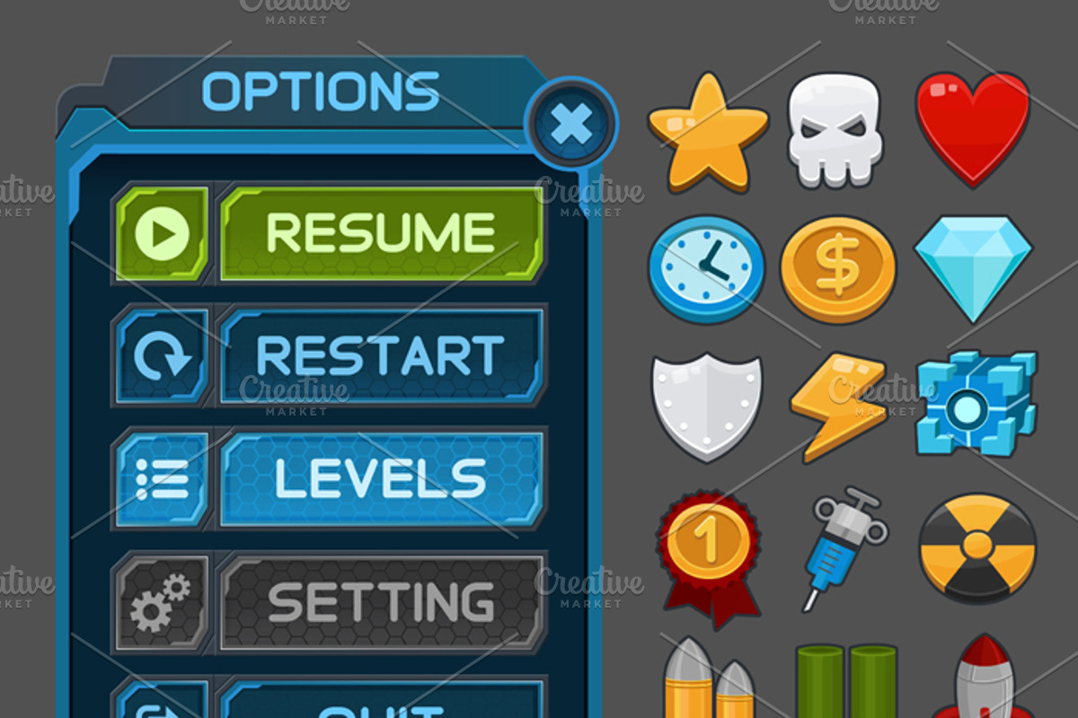 Space Game GUI Pack, an Illustration by Saranai Store (Photo 7 of 10)