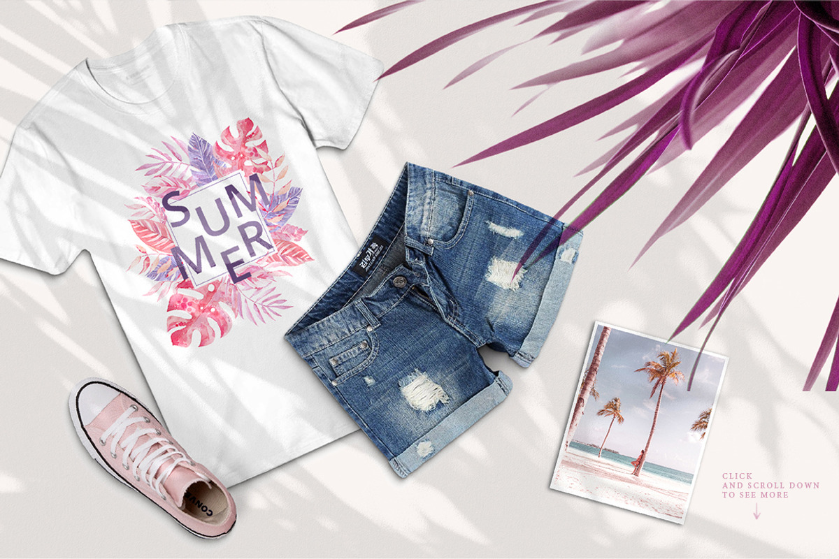 Sunset in the Tropics graphic set., a Decorative Illustration by Dinkoobraz (Photo 6 of 9)