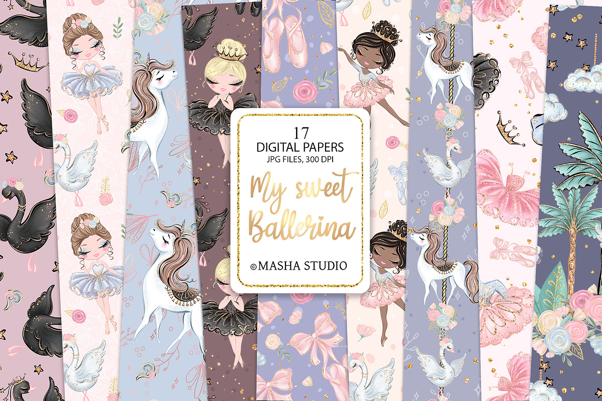 Ballerina Seamless Digital Papers, a Pattern Graphic by Masha  Studio (Photo 1 of 10)
