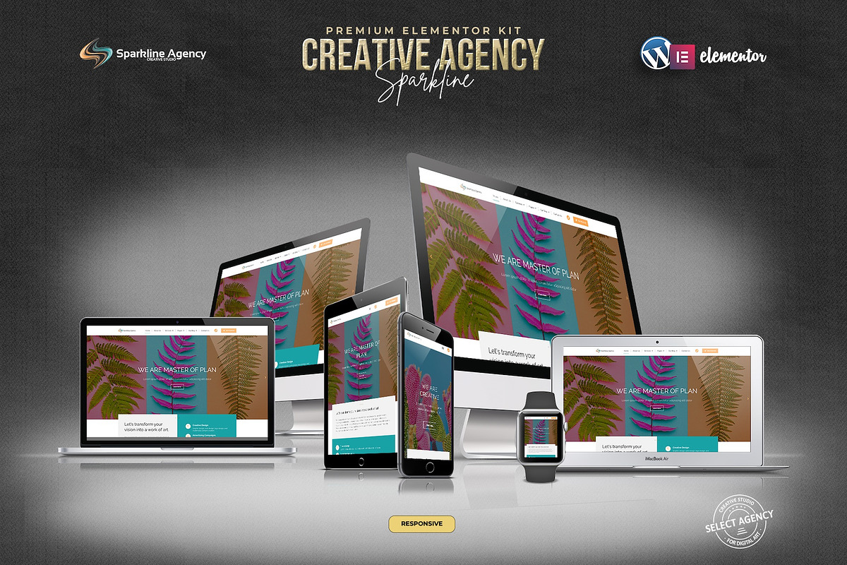 Sparkline -Elementor Pro Kit, a Websites & App Template by Select Agency Designs (Photo 2 of 9)