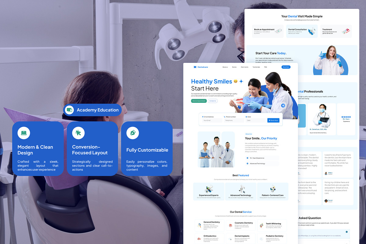 Dental Clinic Website Landing Page, a Landing Page Template by Font Kingdom (Photo 3 of 5)