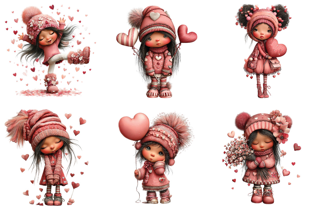 Whimsical Valentines Gnome Girl PNG, an Illustration by CraftArtStudio (Photo 3 of 6)