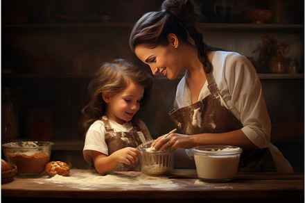 Homely baking time: mother and child, an Object Illustration by Ylivdesign