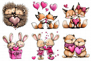 Valentine’s Day Animals Clipart, an Illustration by Daily.Designs (Thumbnail 3 of 5)