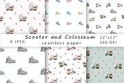Seamless Paper. Scooter Vespa., a Pattern Graphic by TetianaArt (Thumbnail 1 of 5)