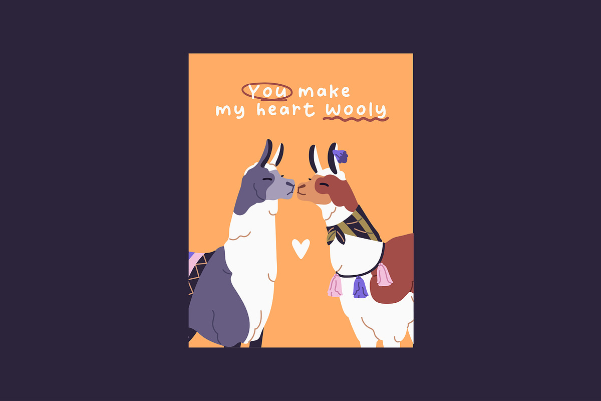 Cute alpacas, llamas set + cards, an Animal Illustration by PaperTrident (Photo 4 of 4)