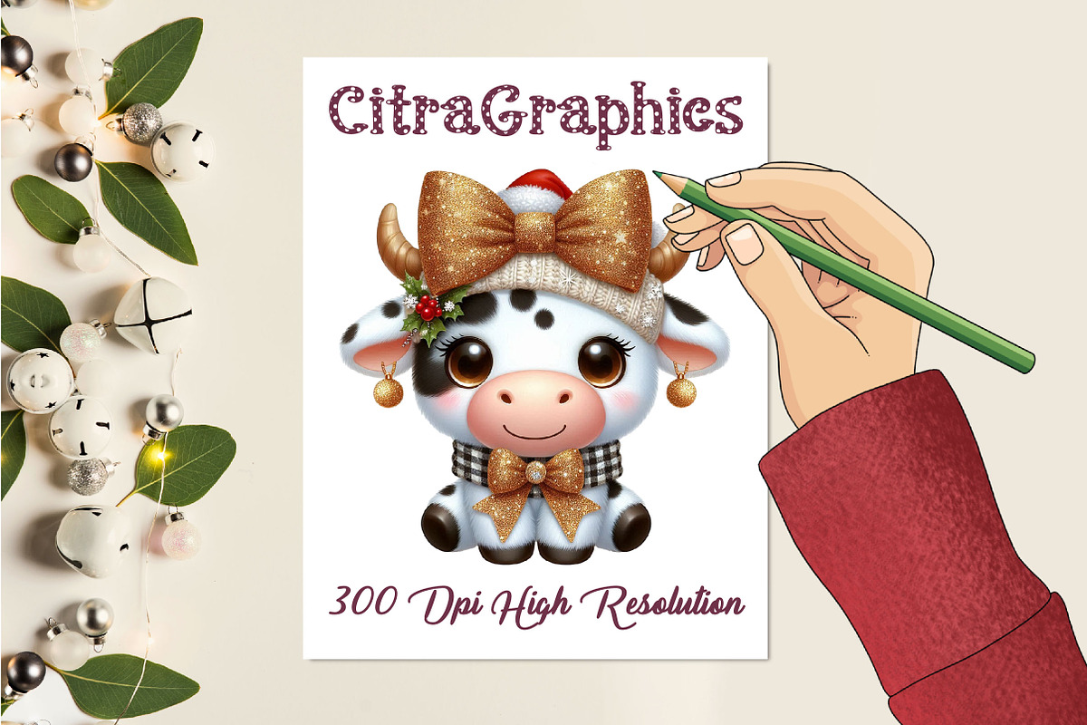 Cow With Leopard Glitter Bow Clipart, a Graphic by CitraGraphics (Photo 2 of 6)