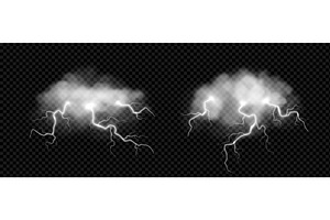 Stormy clouds with lightning bolts, a Technology Illustration by Andrey Yaroslavtsev