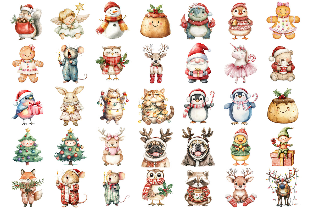 Cute Chubby Christmas Clipart PNG, an Illustration by Sublimation Artist (Photo 2 of 6)