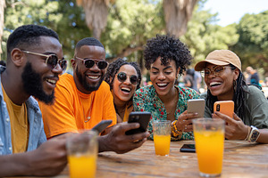 Solar-powered picnic table brings together friends for relaxation and conversat, a Photo by AlyaAnd