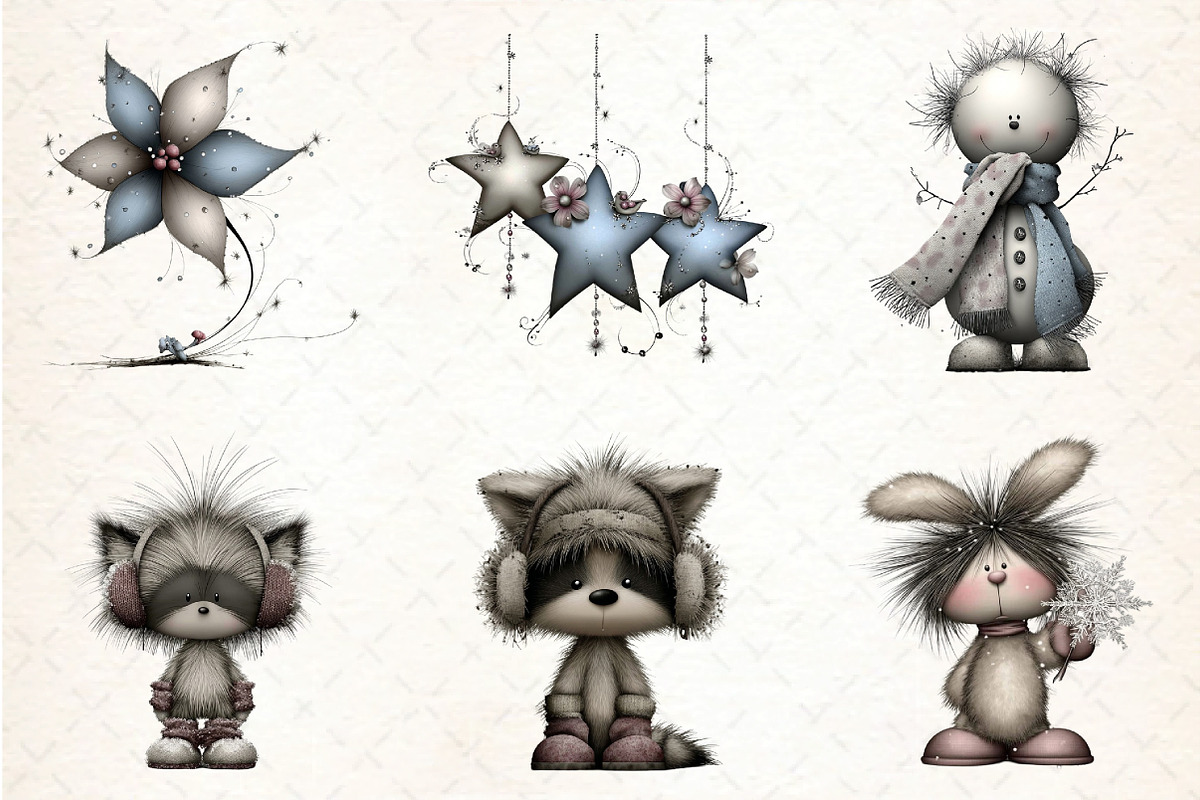 Whimsical Icy Blue Christmas Bundle, an Illustration by DreamCafeArt (Photo 4 of 6)