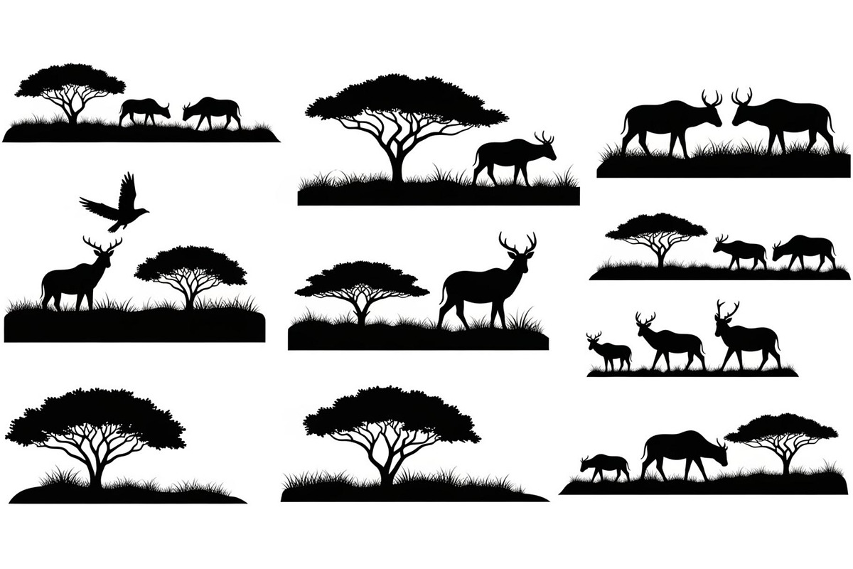 Abstract Savanna Scenery Silhouette, a Graphic by Designer_Momina (Photo 12 of 13)