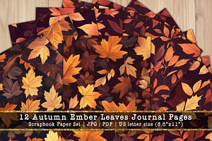Autumn Ember Leaves Journal Pages