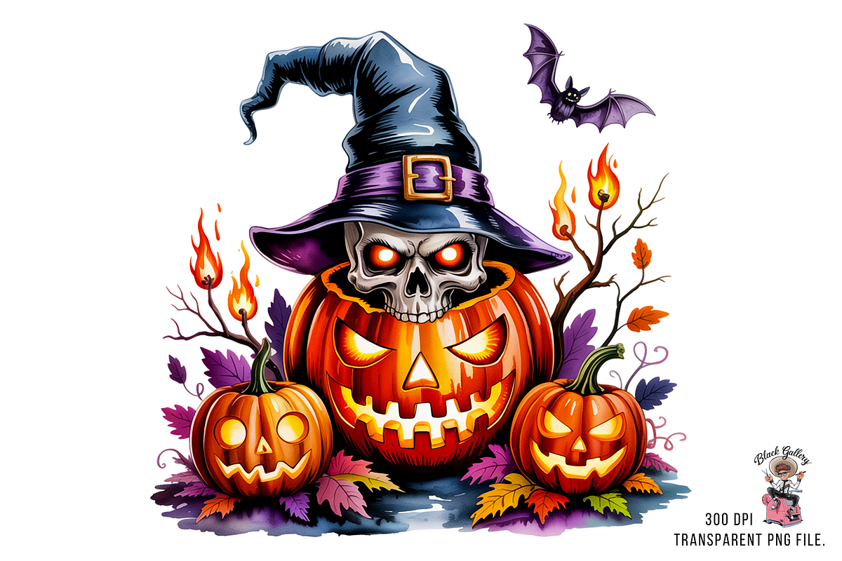10 PNG Spooky Halloween Skull, a Graphic by Clipart Bloom (Photo 8 of 11)