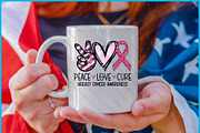 Peace Love Breast Cancer SVG PNG DFX, an Object Graphic by Creativeusart (Thumbnail 4 of 4)