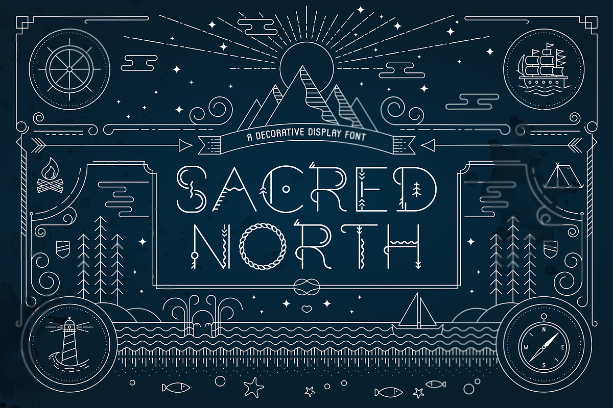 Sacred North Display Font + Extras