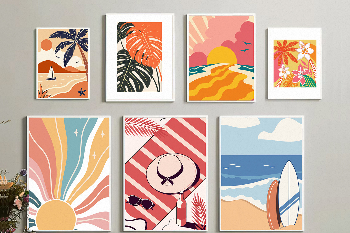 Summer Beach Wall Art Set, a Wallpaper Graphic by Helospace (Photo 2 of 10)