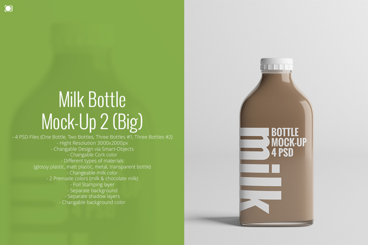 Milk Bottle Mock-Up 2 (Big), a Packaging Mockup by AY Mock-Ups (Photo 1 of 11)
