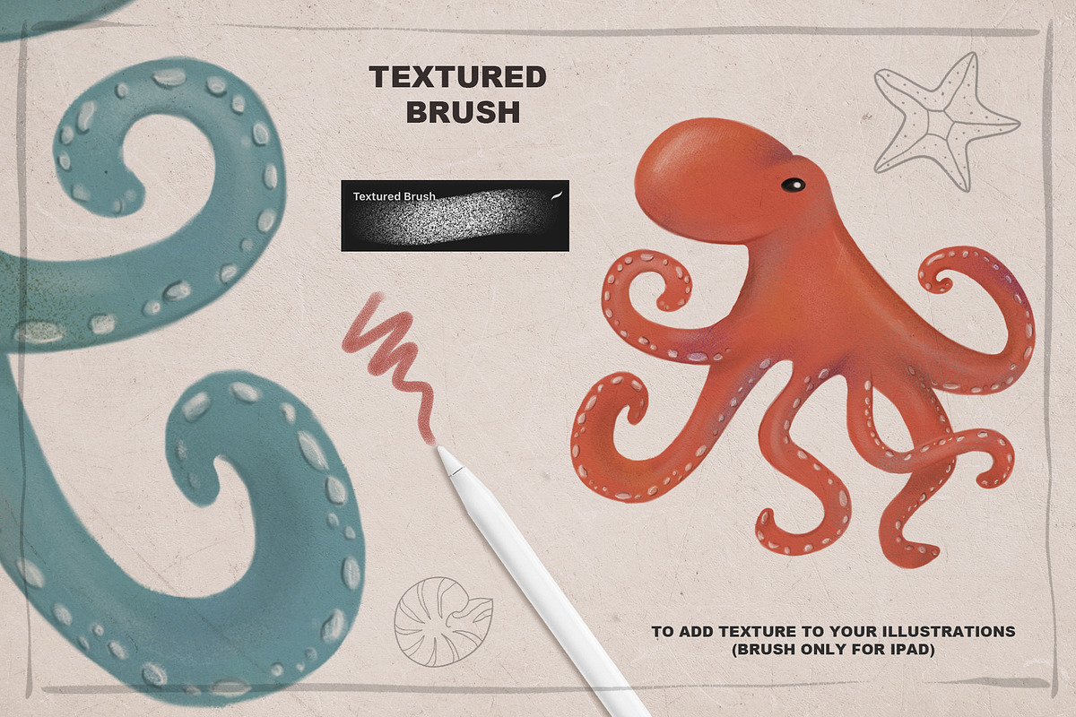 SEA STAMPS for Procreate / Photoshop, a Brush Add-On by Spark Studio Brushes (Photo 5 of 7)