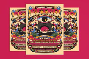 Retro Psychedelic Music Flyer, a Flyer Template by Muhamad Iqbal hidayat