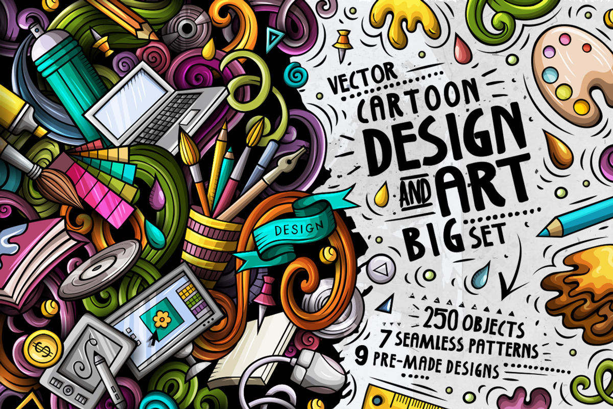 Design & Art Cartoon Doodle Big Pack, a Decorative Illustration by BALABOLKA (Photo 1 of 10)