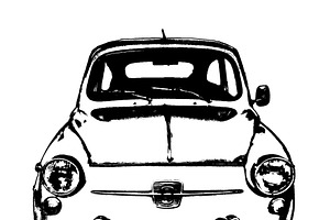 Vintage white car front view isolated graphic, a Transportation Illustration by DanFLCreativo