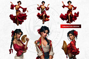 Flamenco dancer spanish woman Set, a Person Illustration by ThatsDesignArt (Thumbnail 9 of 10)