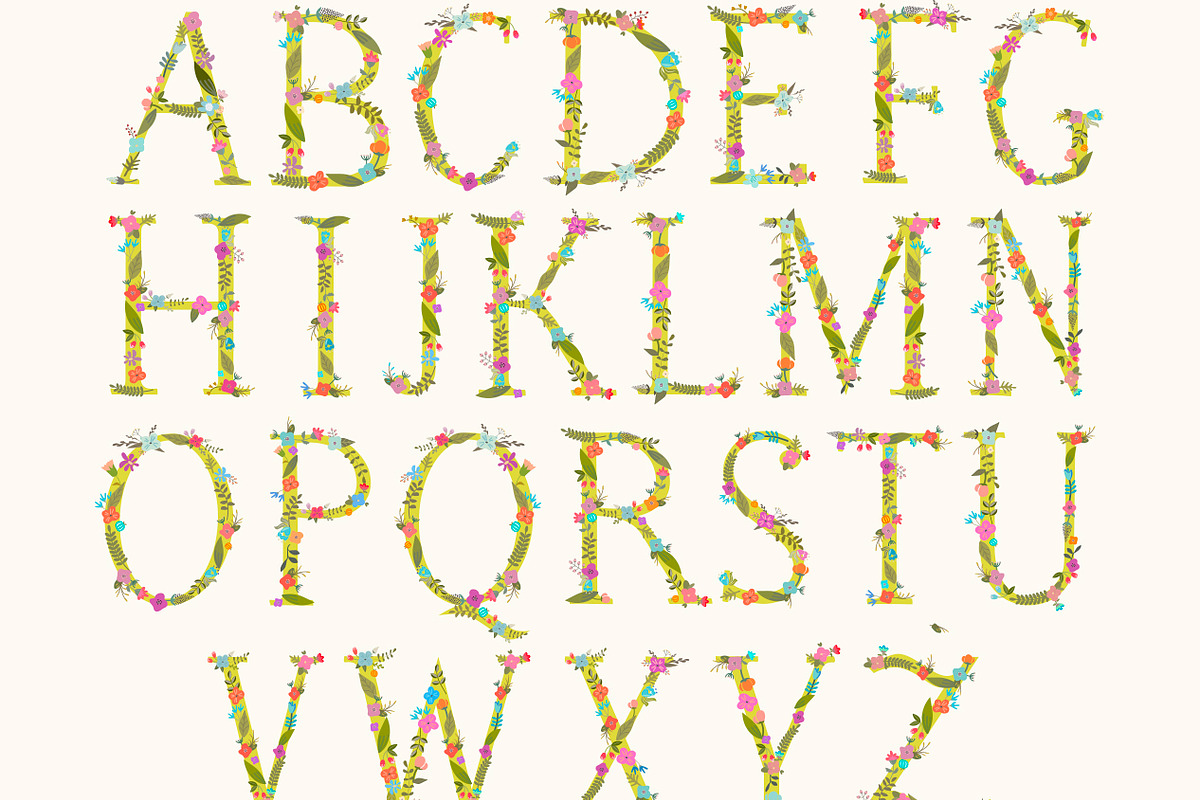 Funky floral alphabet preview 2
