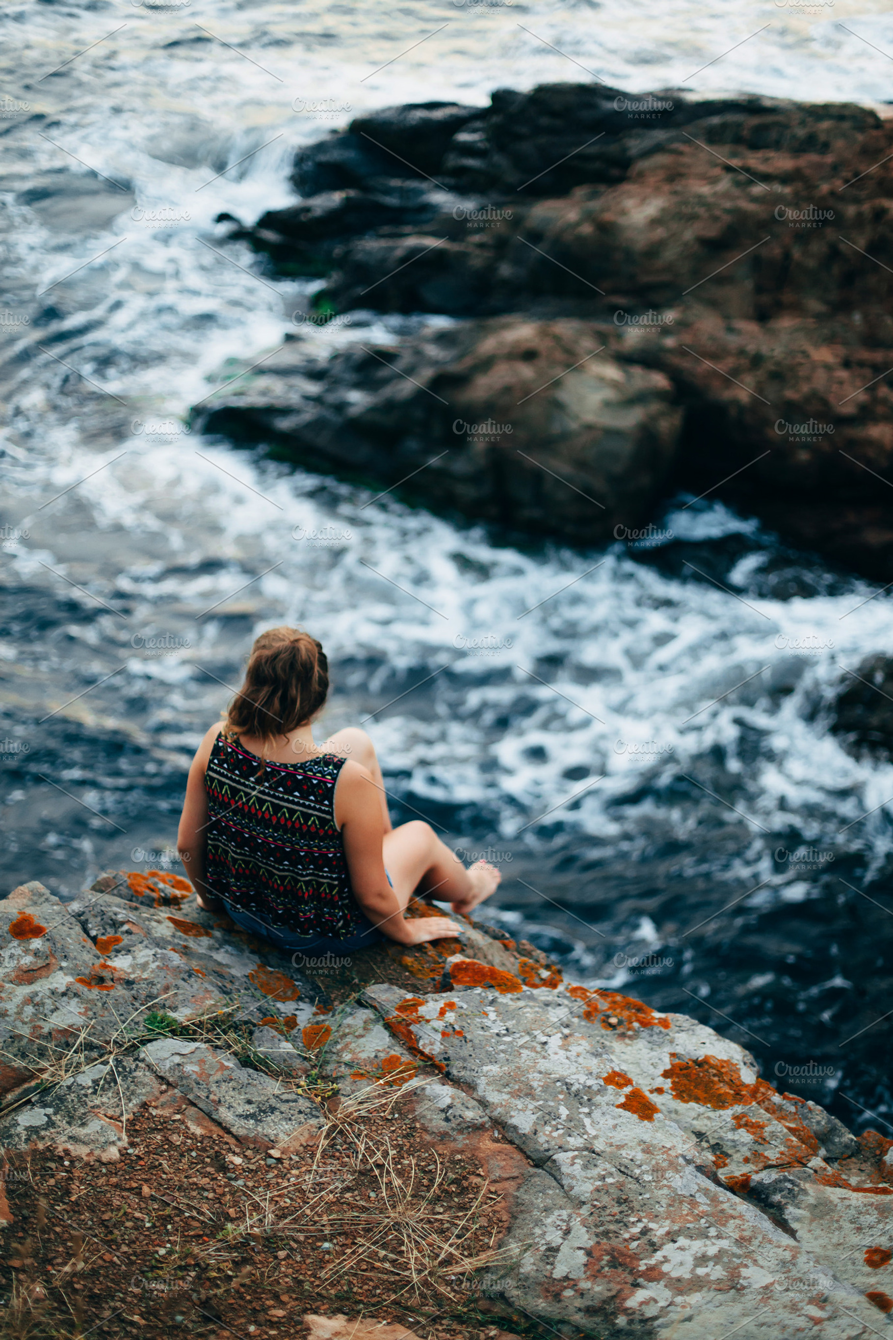 At The Edge Stock Photo Containing Girl And Cliff