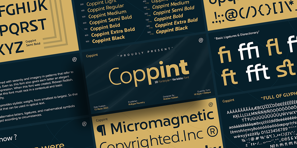 Coppint, a Sans Serif Font by Ridtype Foundry (Photo 1 of 12)