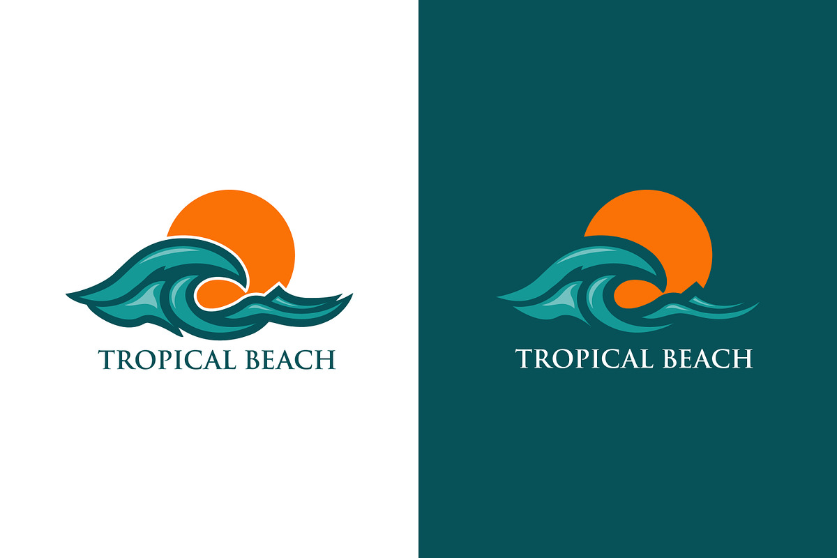 Ocean Wave and Sun Logo Design, a Branding & Logo Template by Saba Vector