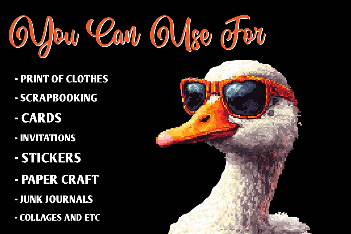Blocky-Style Funny Goose PNG Bundle, an Illustration by CreationArt (Photo 3 of 9)