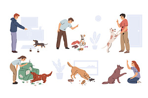 Raising pets. Owners raise domestic, an Animal Illustration by YummyBuum