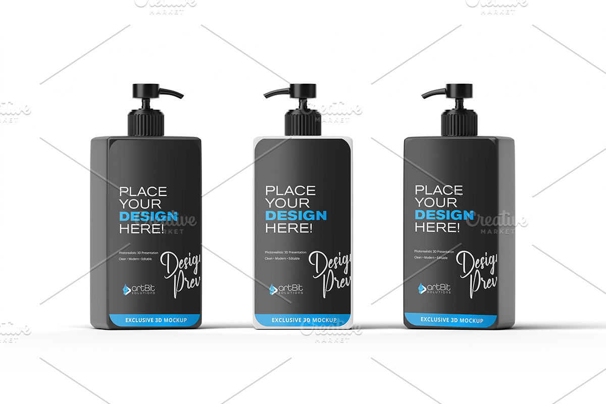 Plastic Pump Bottle Mockup Packaging, a Packaging Mockup by artBit Design Studio (Photo 3 of 5)