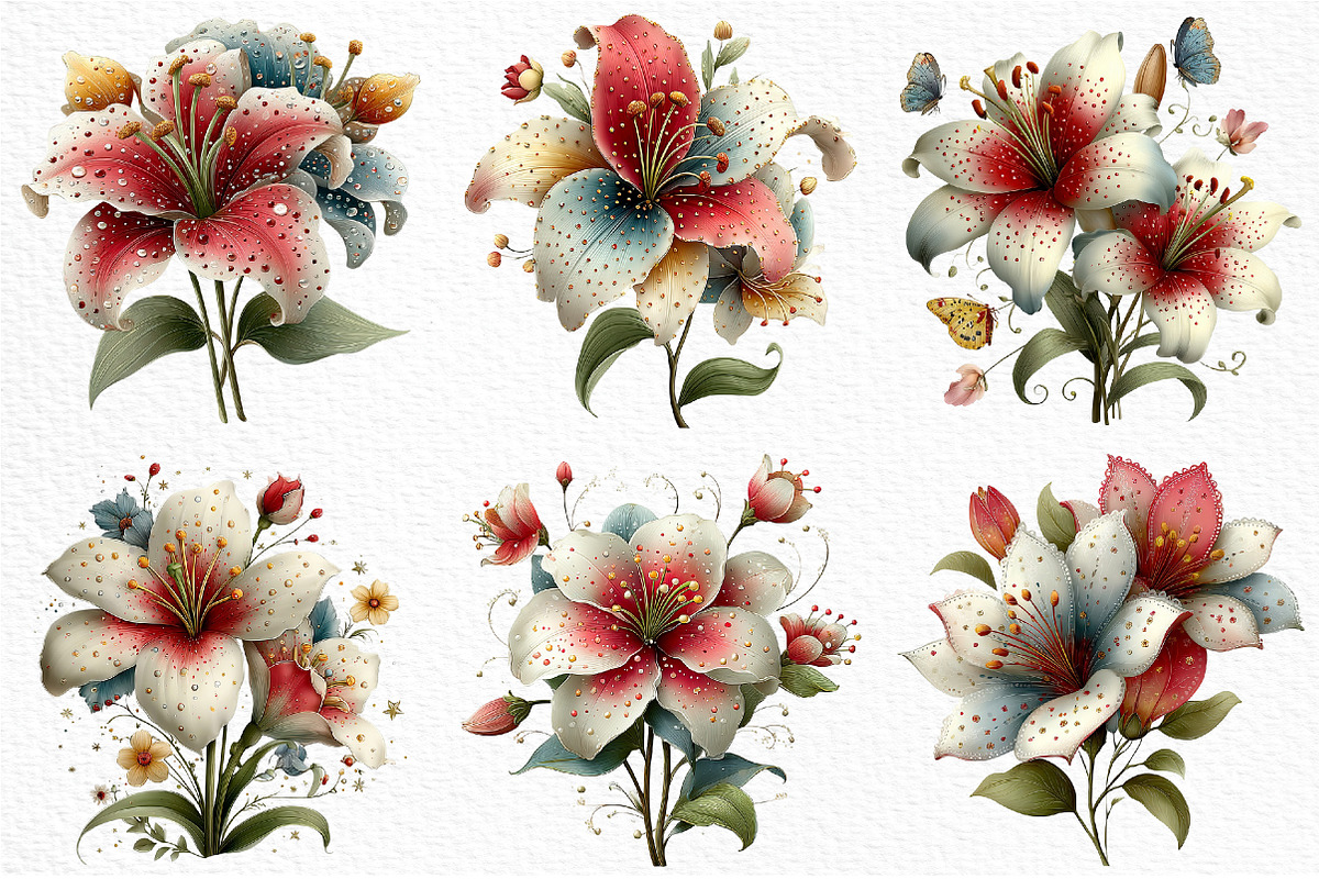 Whimsical Spring Lily Flowers PNG, an Illustration by Craft Nest (Photo 5 of 11)