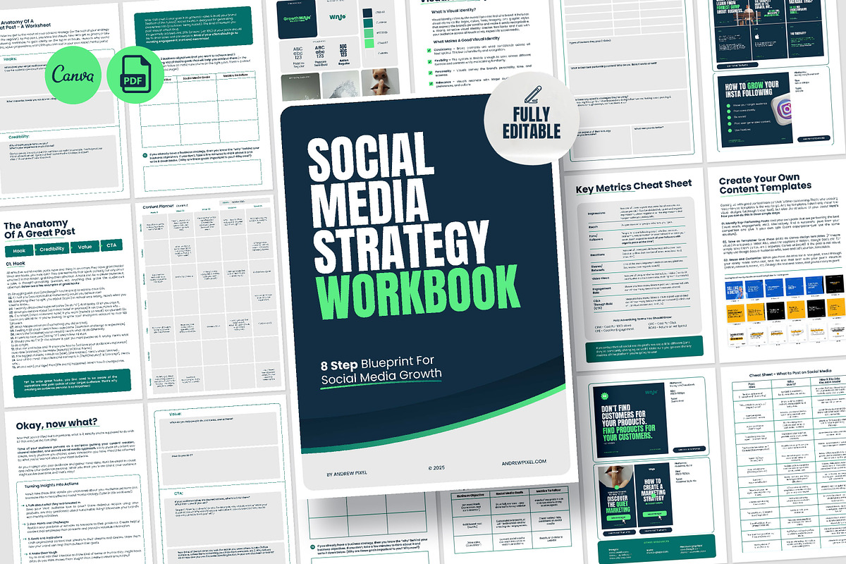 Social Media Strategy Workbook CANVA, a Templates & Theme by AndrewPixel (Photo 1 of 9)