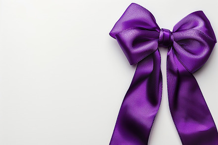 Purple satin ribbon bow on white background, a Beauty & Fashion Photo by AlyaAnd