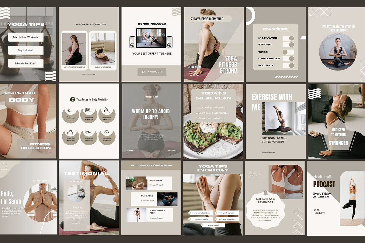 YOGA Instagram - Social Media Kit, a Social Media Template by Deepa Template Studio (Photo 2 of 10)