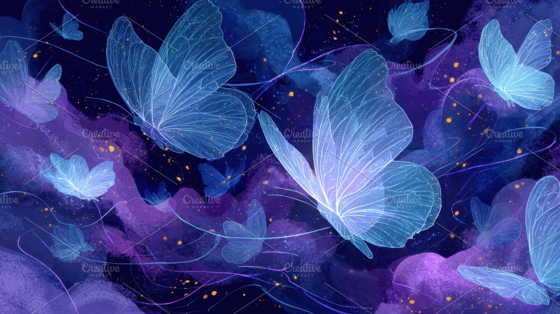 Colorful butterflies in a night sky, a Photo by Beautiful things