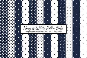 Navy and White Polka Dots
