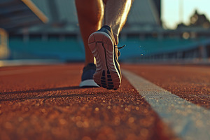 Male feet running in sport shoes on stadium, a Sports & Recreation Photo by AlyaAnd