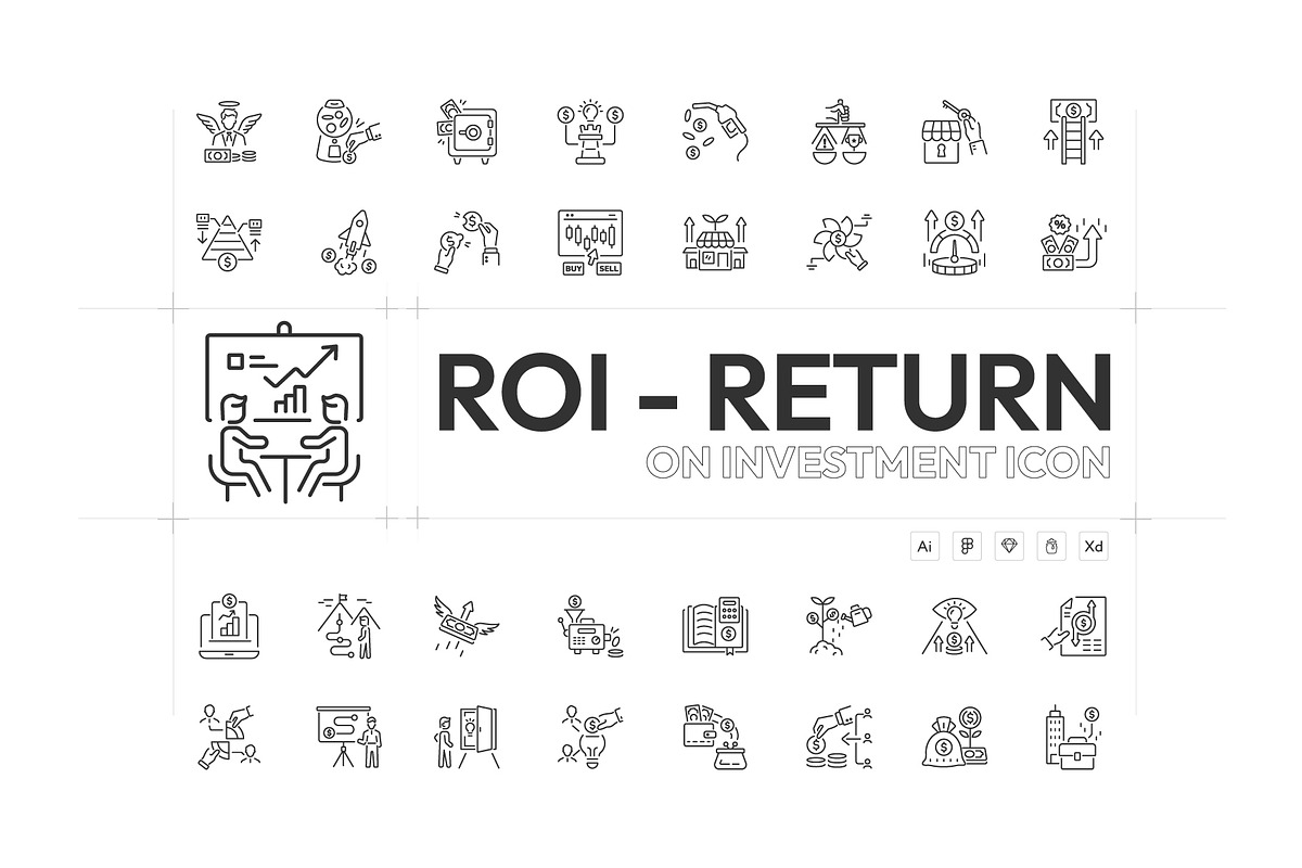 ROI and Revenue Icon Pack, an Outline Icon by Prosymbols (Photo 1 of 5)
