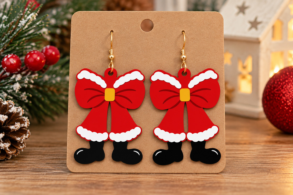 Christmas Gnome Earrings Laser Cut, a Seasonal Illustration by Canvas Craft (Photo 2 of 4)