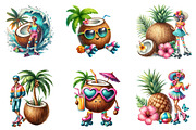 Watercolor Summer Coconut, a Seasonal Illustration by DreamArtGraphic (Thumbnail 2 of 4)