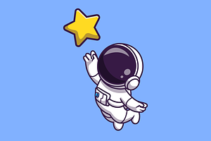 Astronaut Floating And With Star