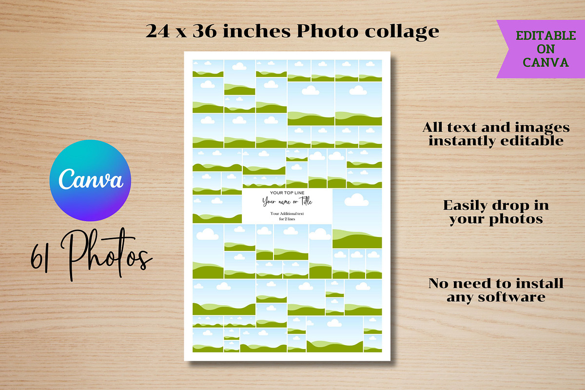 24x36 Photo Collage - Canva Template, a Templates & Theme by Adalin Shop (Photo 2 of 4)