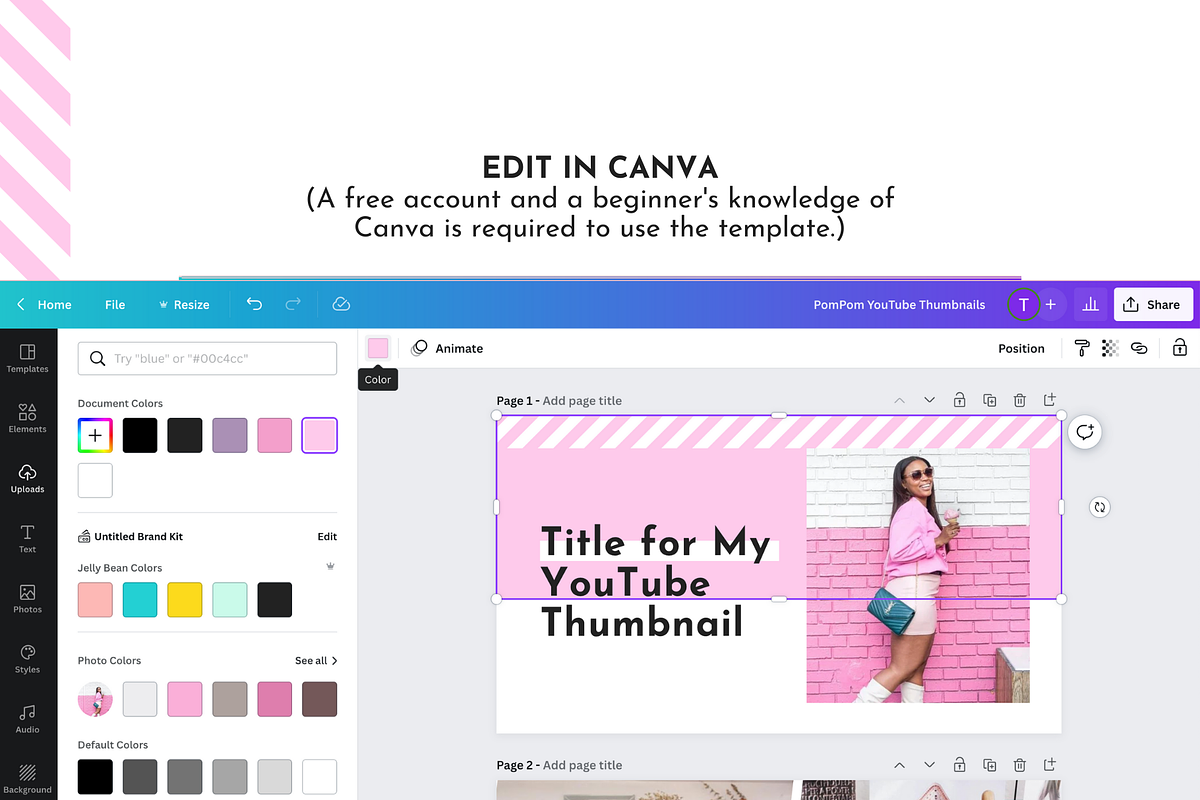 YouTube Branding Kit Pink Canva Set, a Social Media Template by ltsdesigns (Photo 5 of 6)