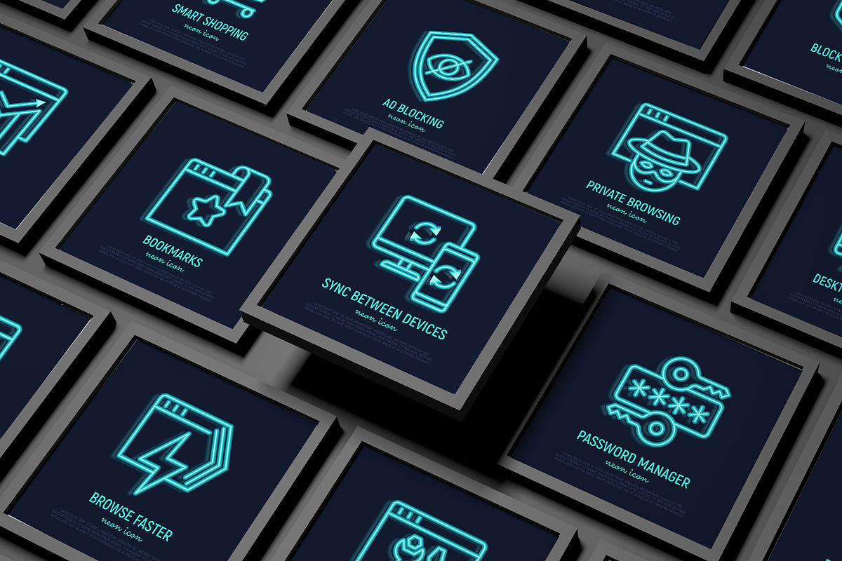 Browser Neon | 16 Thin Line Icons, an Outline Icon by Alex Blogoodf (Photo 2 of 11)