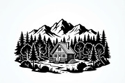 50 Forest Cabin Landscape Silhouette, an Empty State Illustration by Amazin_art (Thumbnail 19 of 38)