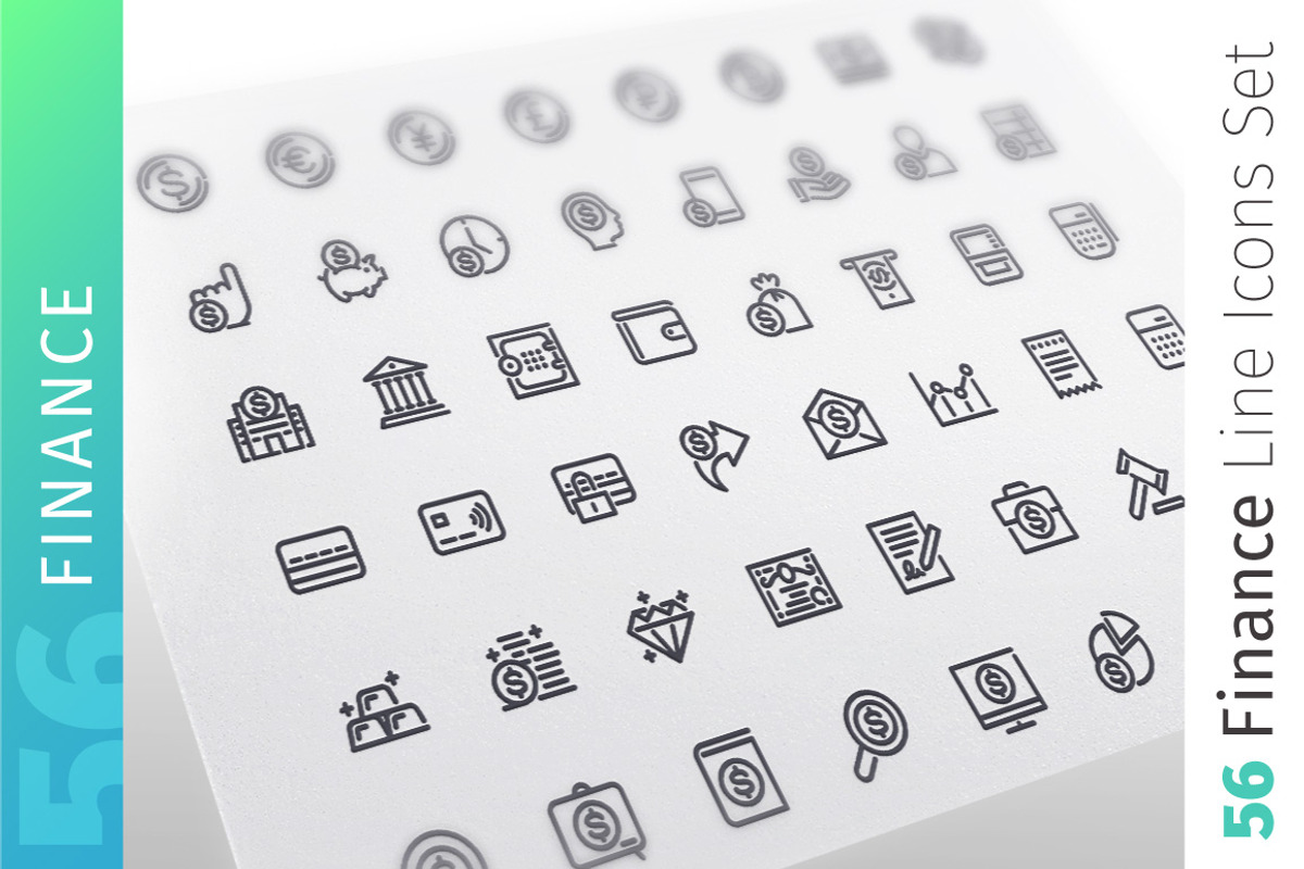 Finance Line Icons Set, an Outline Icon by Voysla's Shop (Photo 1 of 4)